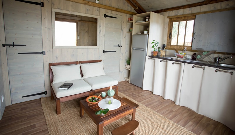 Intérieur cabane camping Fromengal